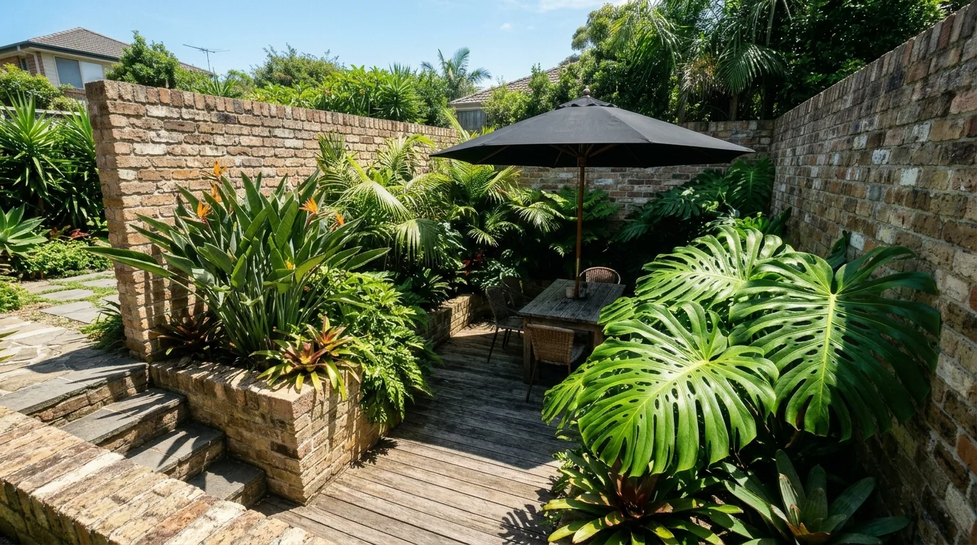 Enclosed Garden With Gravel and Pots